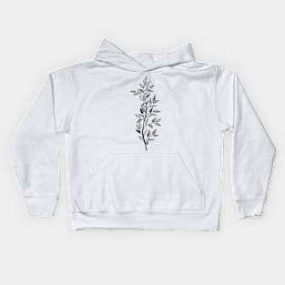 tree branch with leaves graceful and style ink graphics Kids Hoodie